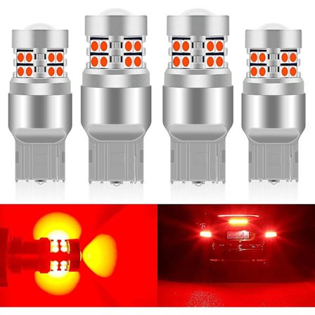 4 stk 3156 3157 T25 P27/7w LED-pærer til bil - 19 smd 3030 600lm Super Bright Amber Yellow LED-blinklys - For bil foran/bak blinklyslampe side