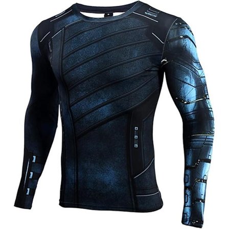 3D Superhjälte Åtsittande Snabbtorkande Elastisk Sport Cosplay T-shirt Långärmad Captain 1 Medium