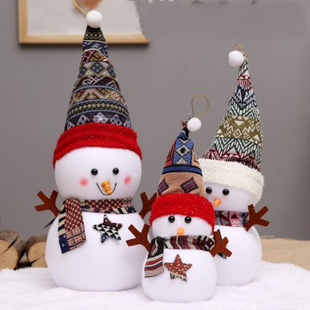 Täytetyt eläimet - Iloinen talvi: Sarjakuvatyylinen lumiukko-koriste