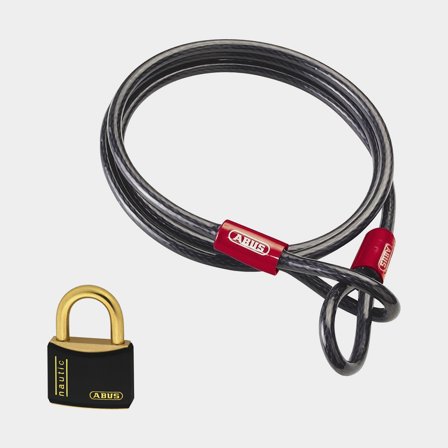 Kit de verrouillage avec câble de verrouillage ABUS Cobra (500 cm x Ø10 mm) & cadenas ABUS T84MB/40 (40 mm x Ø6.5 mm)