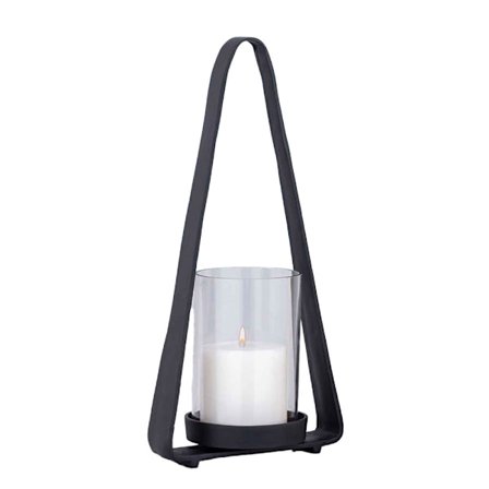 Musta alumiinilyhty, lasipaneelit 49x14x23cm