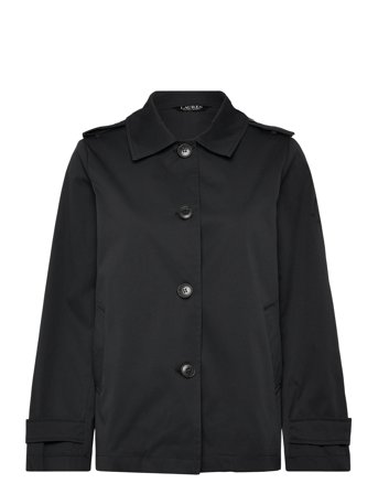 Lauren Ralph Lauren Embroidered-Crest Twill Trench Coat - Black - L