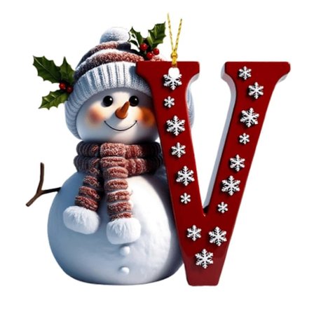 Snemand Juledekoration 26 Bogstaver A til Z Julepynt 2D Flad Festlig Snemandsvedhæng til Juletræ Bil Haveindretning
