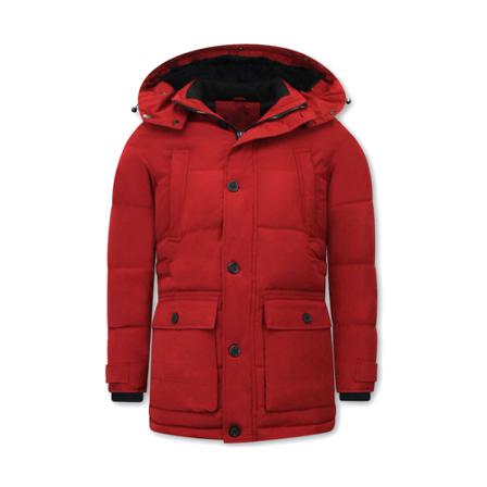 Enos Lange Gewatteerde Jas Heren - 8667 - Rood röd, Herr Vinterjackor, Herr, Storlek: 2XL