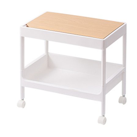 Rullavaunu Suuri kapasiteetti Ympäristöystävällinen PP MDF Vahva rakenne Tilaa säästävä vaunu kauneushoitola makuuhuone 2-kerroksinen, kannen ja 