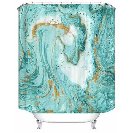 Suojakalvo Vihreä Abstrakti Marmori Suihkuverhosetti Painettu Polyesteri Vedenpitävä Suihkuverho Koukulla