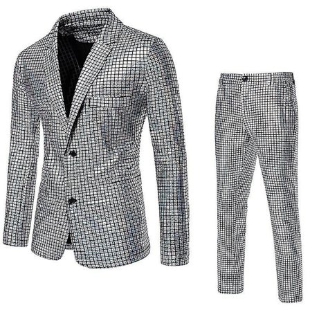 Miesten kaksiosaiset disco-asut, kiiltävä takki ja housut, metallinhohtoiset paljetti-puvut - WELLNGS