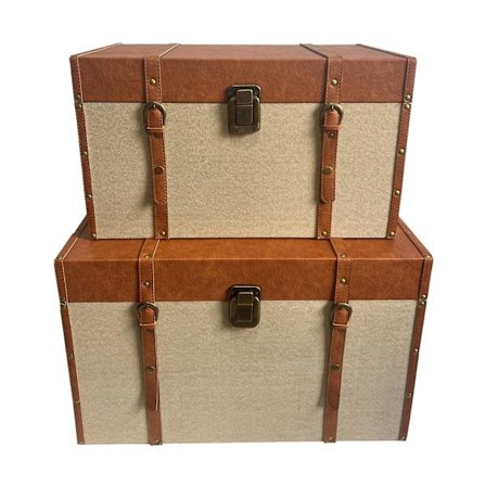 Säilytysarkkusetti, 2 osaa, MDF, beige/ruskea kangas