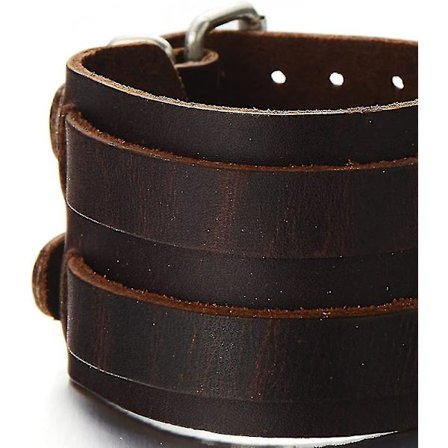 Leveä miesten nahka-ranneke, aito ruskea nahka-ranneke kahdella soljella