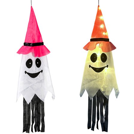 Hengende Spøkelse med LED-lys 100 cm