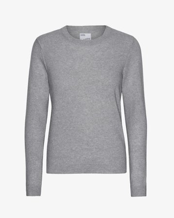 Women Light Merino Wool Crew - Heather Grey - Female - L