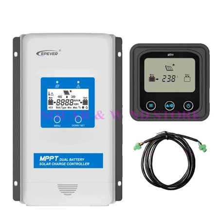 Epever MPPT Solregulator, Dubbel Batteristöd, 10A/20A/30A Alternativ,12v 24v automatiskt, Kontrollenhet med MT11-a, DR3210N-DDS (30A)