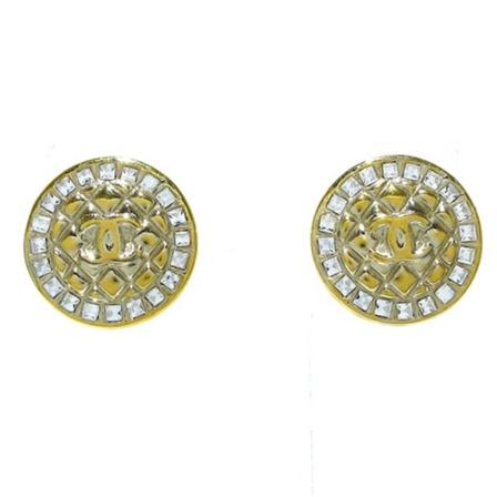 Chanel Vintage, Pre-owned Matelassé Geel, Dames, Maat:ONE Size,Rhinestones
