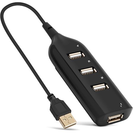 4-portars USB 2.0, USB-multiportadapter Micro 4-portars distributör trådbunden svart