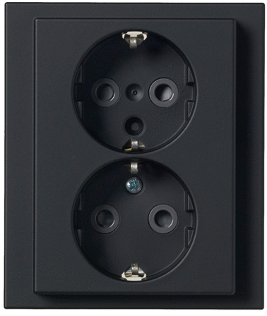 ABB Impressivo 302EUJ-885 Stikkontakt 2-veis, matt svart, Strømbrytere & vegguttak