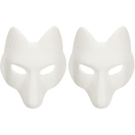 Varg Huvud Mask Djurmasker 2st Räv Mask, Halloween Vit Räv Mask AA
