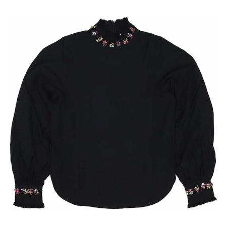 Essentiel Antwerp Cimbi Fringed High Neck Top Sort, Dame