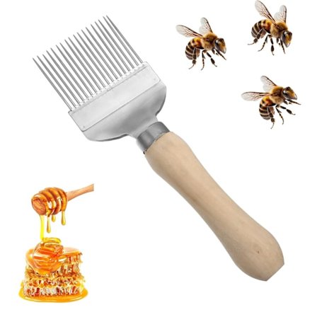 Honninggaffel, Rustfritt Stål Birkjøring Gaffel med Håndtak, Honning Skrape, Birkjøring Honning Skovl, Honningkam, Birkjøring Utstyr Tilbehør Beekeepi