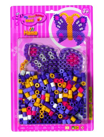Hama Maxi Beads Kit 250 Pcs Butterfly Patterned Hama