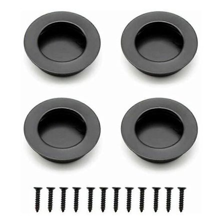 4 stk. skydedørshåndtag runde forsænkede håndtag til skuffer skabe - sort