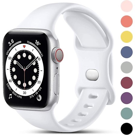 Valkoinen 2 kpl Yhteensopiva Apple Watch -rannekkeen kanssa 42/44/45mm, Vaihto Silikonirannekkeet Iwatch-sarjaan 8 7 6 5 4 3 2 1 Se Ultra, 42mm/44mm/
