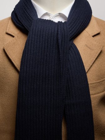 John Henric Men's Marineblauer Schal Gestrickt Size Onesize