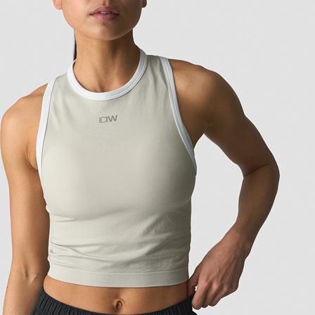 ICANIWILL Mirage Sømløs Kort Top Beige Hvid