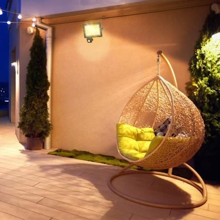 Sikkerhetsbelysning utendørs - 100W - IP66 - Varmhvit/Svart - Uten kontakt