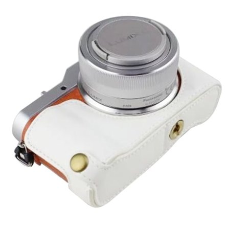 Panasonic GF7-GF8-GF9-GF10 kameraskydd underdel konstläder - Vit