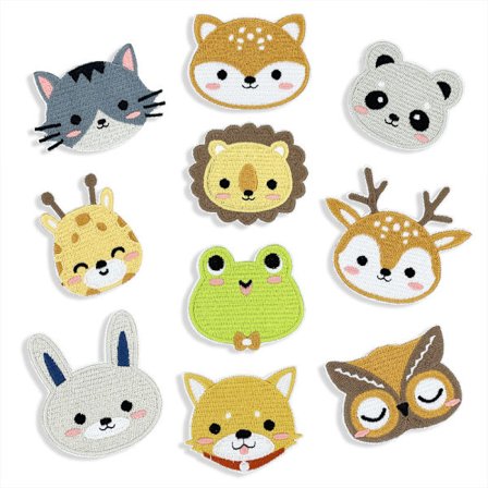 10 stk/pakke Tegneserie Dyr Broderi Klistremerker Frosk Panda Stoff App