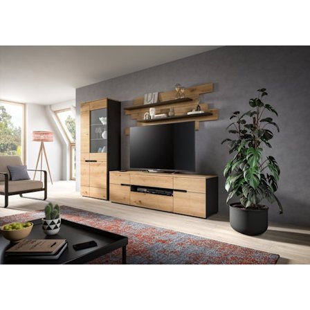 Rootz 3 -stykke Stue Set - Display Cabinet - Lowboard - Wall Shelf - Space -Saving - Artisan Replica 280x190x44 cm