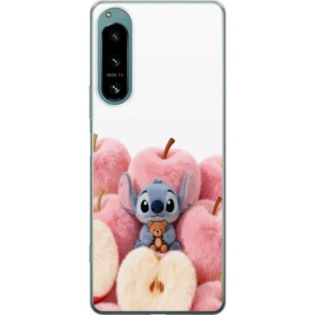 Yhteensopiva Puhelinkuori Sony Sony Xperia 5 IV Värikäs kollaasi futuristisilla tyttöryhmän hahmoilla, sydämillä ja glitterillä nykyaikaisessa