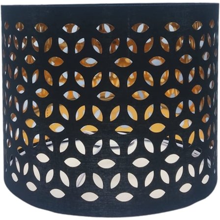 2-pakning sylindriske trommeformede sorte skjermer egnet for pendellamper eller bordlamper perforerte kobber indre skjermer sett (25 cm hullet ut)