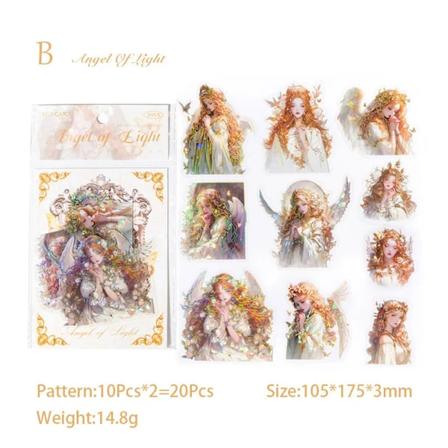 Journamm 20 stk. Elf Pige Laser Guld Stickers Diy Scrapbooking Collage Stationery Decor Junk Journal Tegneserie Material Klistermærke B