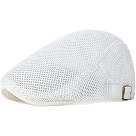 Herrar Andas Sommar Beret, Dam Platt Sommar Beret, Herrar Andas Mesh Sommarhatt (Huvud 56-60cm) Vit