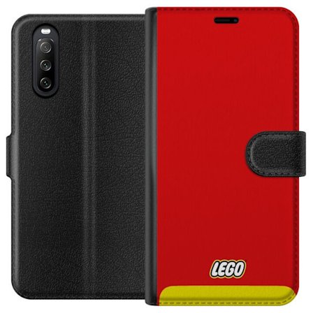 Kompatibelt Plånboksfodral till Sony Sony Xperia 10 III Lego Röd Gul Poster Byggklossar Officiell Logotyp Leksaker Retro Vintage Design Klassiskt Le