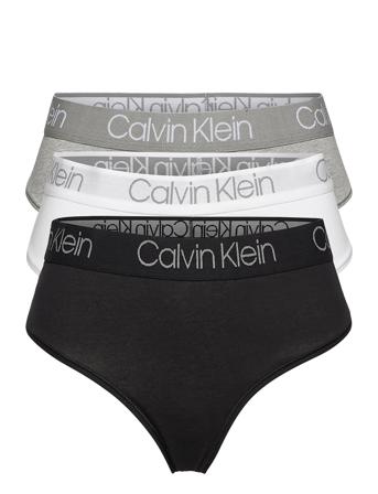 3Pk High Waist Thong Stringtrosa Underkläder Multi/mönstrad Calvin Klein
