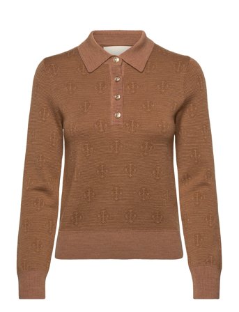 GANT Monogram Knit Polo - Brown - XXL