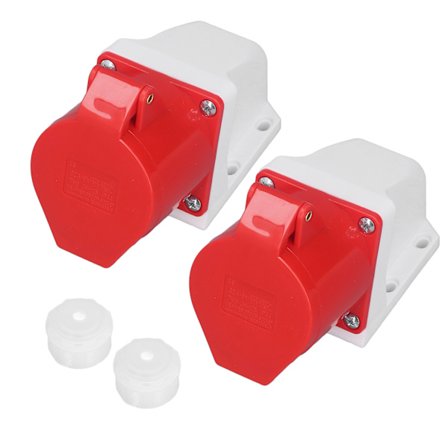2 Set Industriell 5-Pin IP44 Vattentät 3-Fas Ytmonterad Uttag 32A 220-380V 240-415V