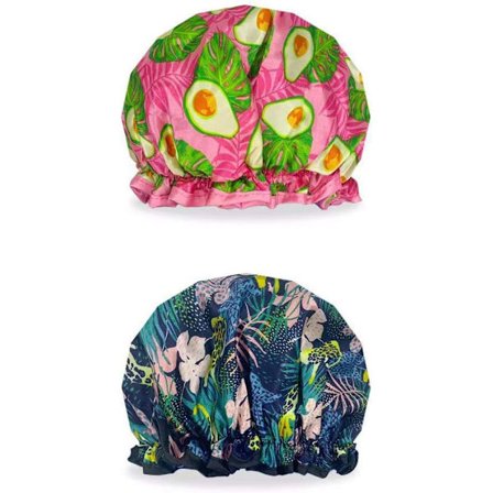 (Kombination 1) 2 PAK Store brusehætter, dobbeltlags badehætter til kvinder, vandtæt & A