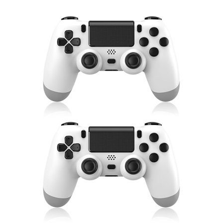 Trådløs Controller 2-pak til PS4/Slim/Pro, Controllere til PlayStation 4 med Dobbelt Vibration/3.5mm Lyd/Opladningsport og 2 stk. Kabler hvid