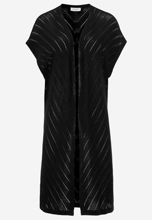 Freequent - Finstrikket cardigan med hullmønster i svart for damer i størrelse M (40) - Cellbes