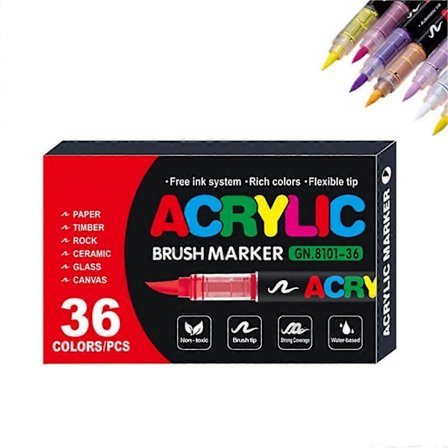 Stellaya Akryl Markere til Malebøger, Straight Liquid Akryl Markere 12 stk.