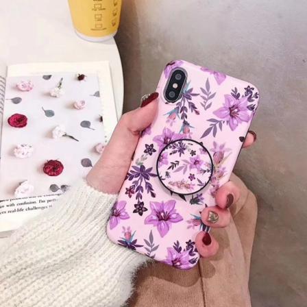 Modeskal Med Ringhållare Till Iphone Xr I Violettrosa Blommor