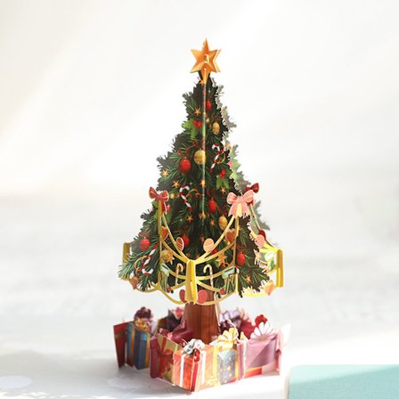 Pop-up julekort med juletre, 3D pop-up gratulasjonskort for vinter, jul, høytider, julegave, alle anledninger