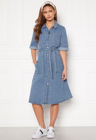 JDY Athena 3/4 Belt Dress Light Blue Denim Klær