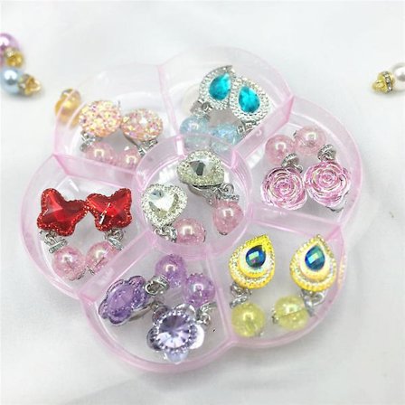 7 par Clip On Örhängen Inga Piercade Design Örhängen Klä Upp Låtsas Prinsessa Lek Smycken Tillbehör