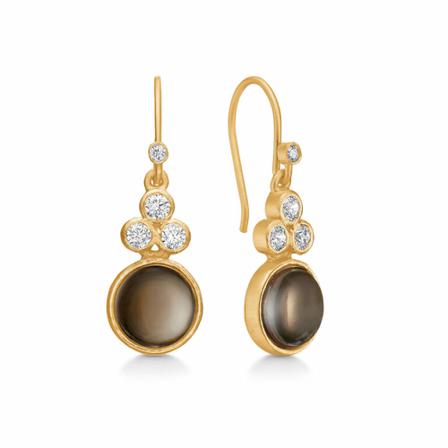 Frk. Lisberg, Clara earrings smoke quartz Geel, Dames, Maat:ONE Size