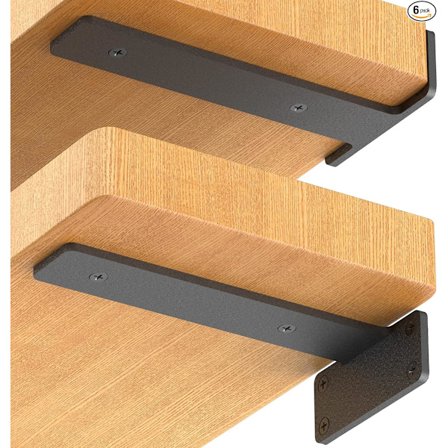 6-pack Flytande Hyllkonsoler, 15 cm Kraftiga Industriella Hyllkonsoler, Svarta Metall L-konsoler för Hyllstöd D-XS5-
