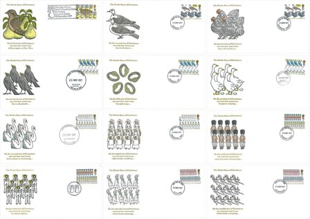 Storbritannien 1977 - De tolv juledage - FDC Sæt 12 stk.